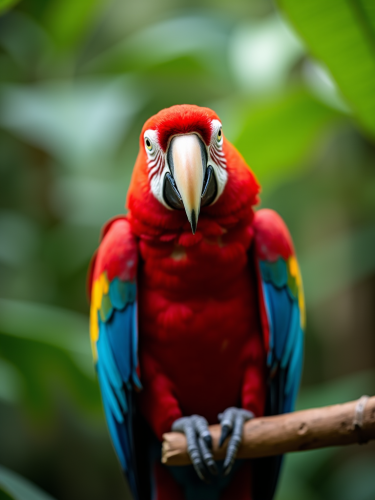 Colorful Macaw Portrait in Amazon Rainforest