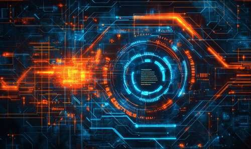 Colorful Security System with Technological Lines Colorful Security System with Technological Lines