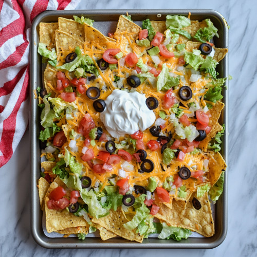 Colorful Taco Nachos Loaded with Fresh Toppings