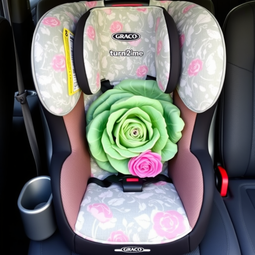 Colorful Toddler Car Seat with Pink Flower