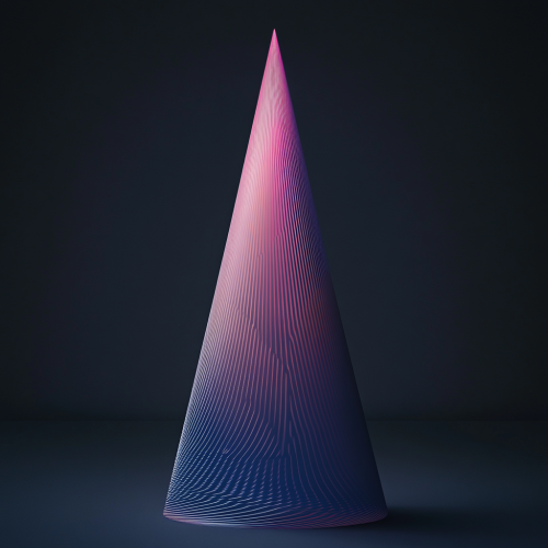 Colorful cone in abstract style on gray background