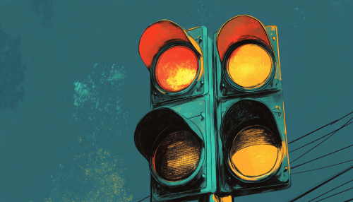 Colorful hand-drawn traffic light with three lights