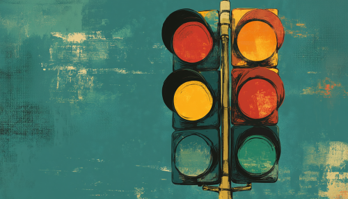 Colorful traffic light illustration with hand-drawn look