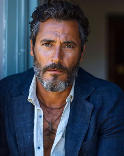 Middle aged Brazilian man wearing a suit