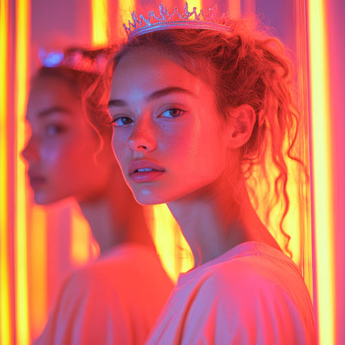 Confident Person with Crown in Mirror