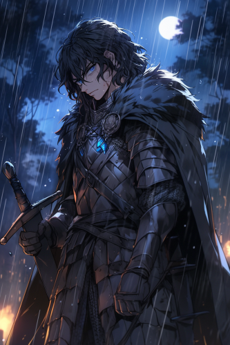 Confident Young King in North at Night