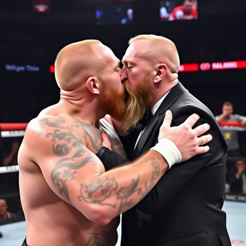Conor Mcgregor Affectionately Kissing Dana White