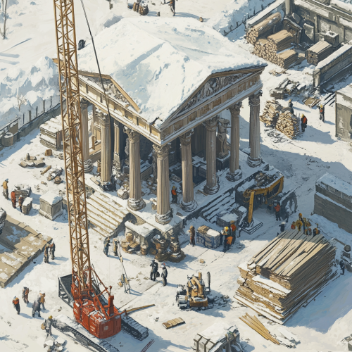 Constructing a Temple in Winter Snow