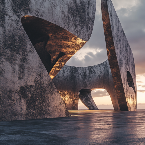 Contemporary sports arena with metallic and stone design