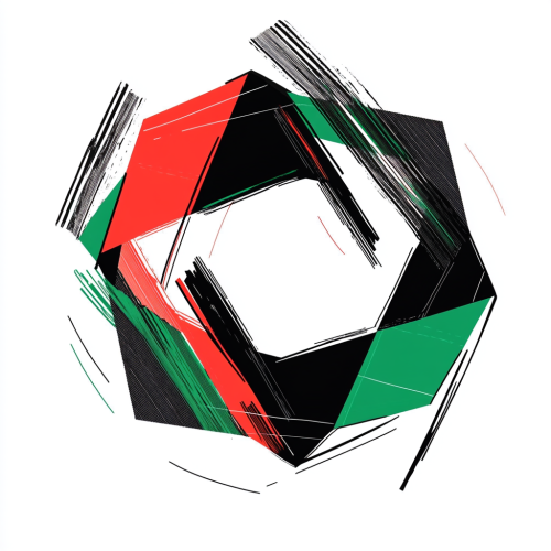 Continuous line logo drawing of futuristic technology in UAE colors