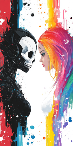 Contrasting Cyberpunk Characters in Lively Colors