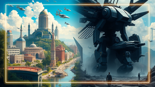 Contrasting Utopian and Dystopian Futuristic Worlds