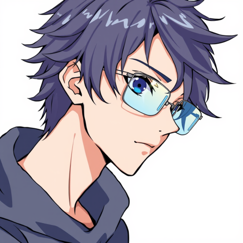 Cool Anime Boy with Glasses, Side View PFP
