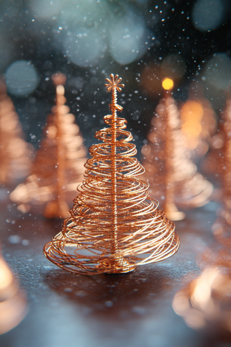 Copper Wire Christmas Trees - Modern Holiday Elegance