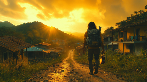 Costa Rican Town Arrival, Friendly Locals, Tranquil Setting