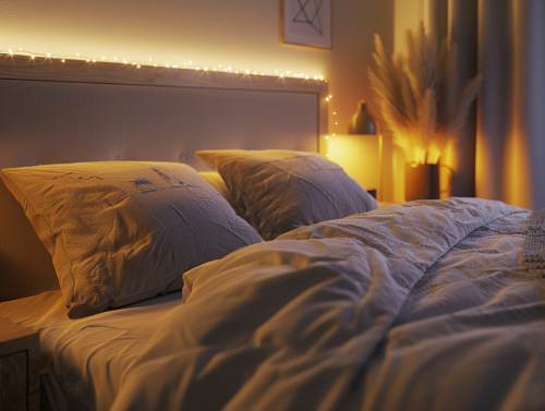 Cozy European-style bedroom with warm lighting