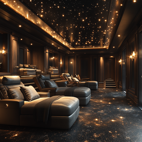 Cozy Home Theater with Star Ceiling and Reclining Seats