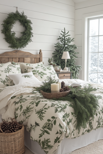 Cozy Nature-Inspired Christmas Guest Room Design