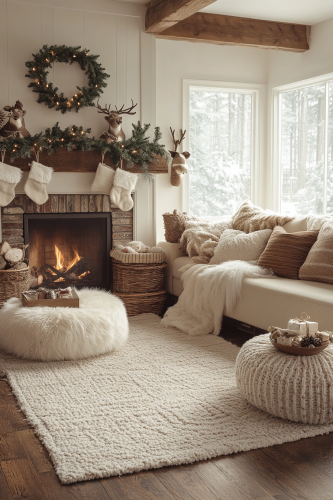 Cozy Reindeer Christmas Family Room Retreat