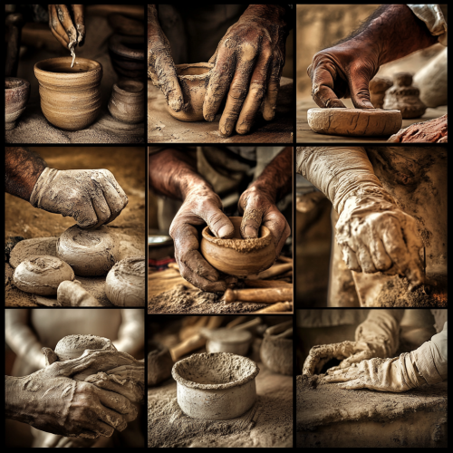 Crafty artisans work with clay, wood, and fabric