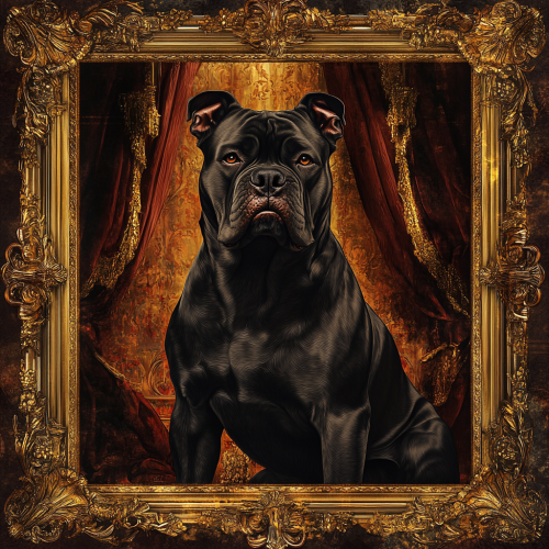 Create Baroque style image of majestic Cane Corso.