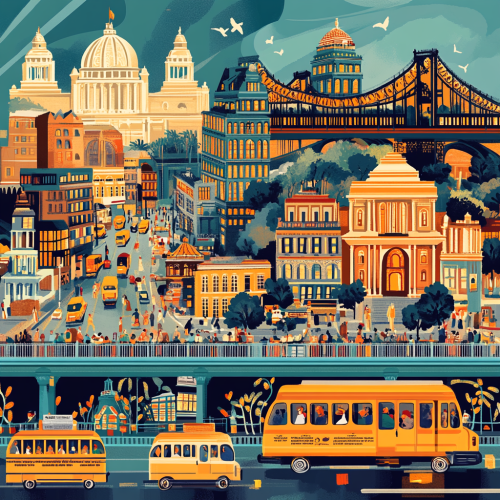 Create colorful artwork of Kolkata with iconic landmarks, culture.