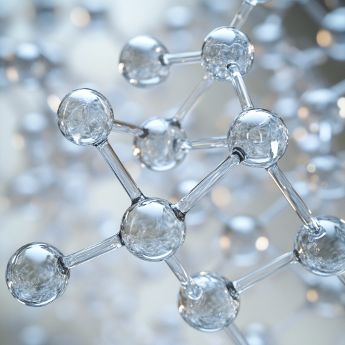 Create detailed close-up of allantoin molecule or crystal. Create detailed close-up of allantoin molecule or crystal.
