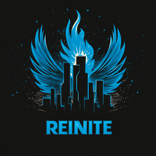 Create logo with Houston skyline, fiery phoenix, 'REIGNITE'. Create logo with Houston skyline, fiery phoenix, 'REIGNITE'.