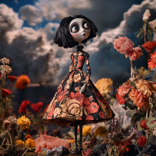 Create mockup images merging Coraline and Marc Jacobs.