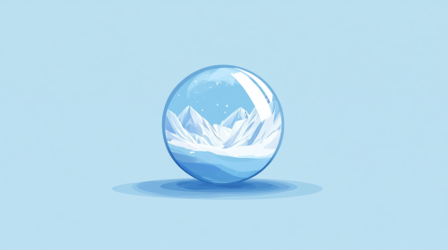 Crystal Ball in Blue Background with Geometric Shapes