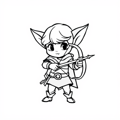 Cute Cartoon Elf with Crossbow Icon