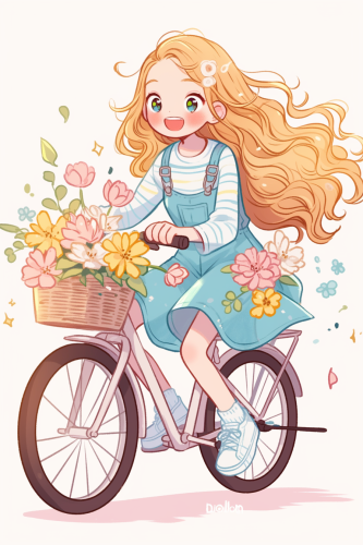 Cute Girl Riding Bicycle with Hopeful Expression Cute Girl Riding Bicycle with Hopeful Expression