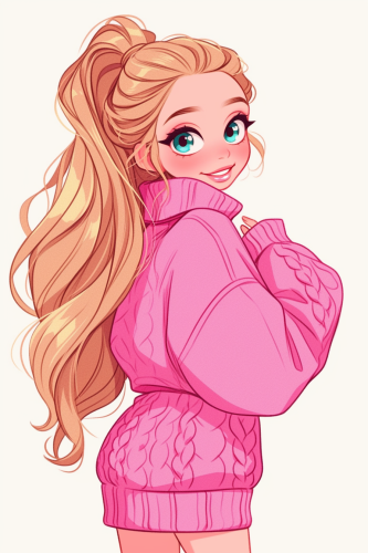 Cute Girl in Fashionable Chibi Style Illustration