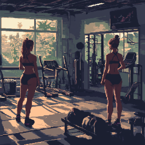 Cute girls working out in awesome gym