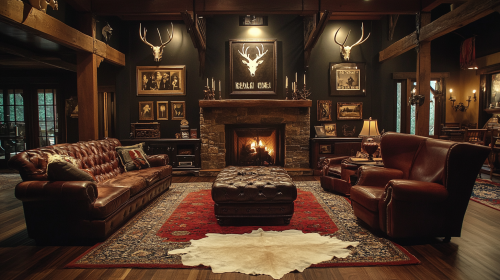 Dark, rustic living room with Wicked Western Gothic decor.