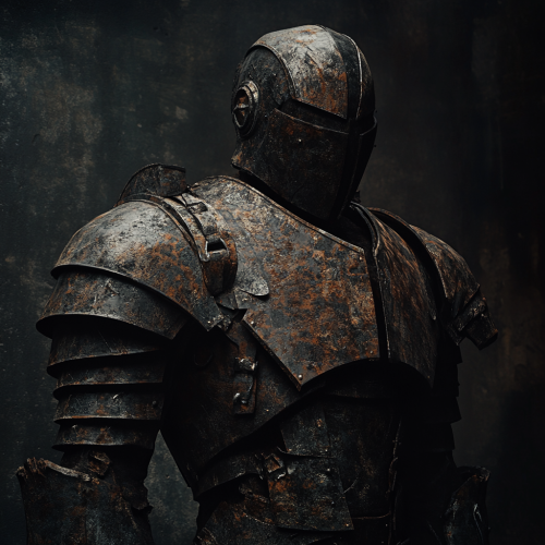 Dark Fantasy Ironclad Sentinel in Rusty Armor Arri Shot