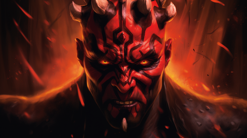 Darth Maul's Intense Fiery Portrait of Dark Power