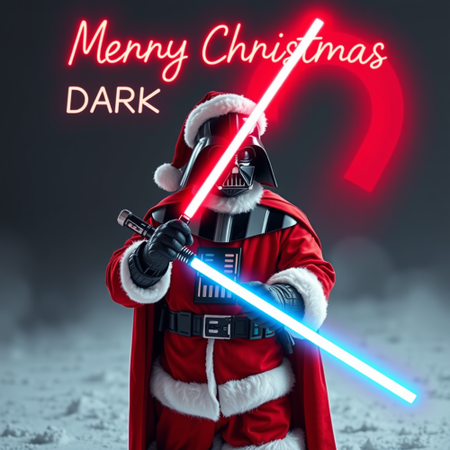 Darth Vader as Santa with Candy Cane Lightsaber