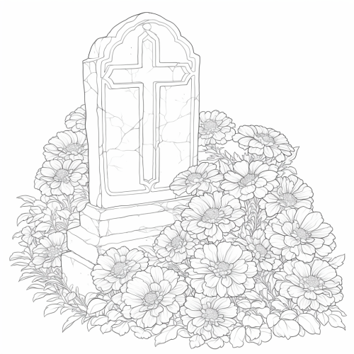 Coloring Book of Day of the Dead Marigold Flowers