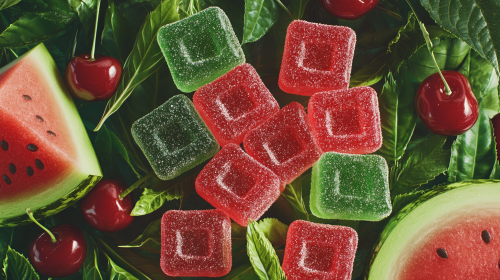 Delicious Cherry and Watermelon Gummies in Jungle