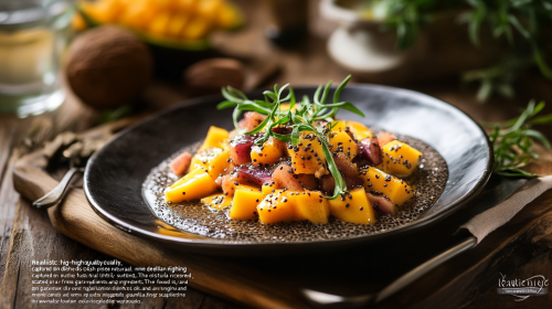 Delicious Chia Pudding on Rustic Wooden Table