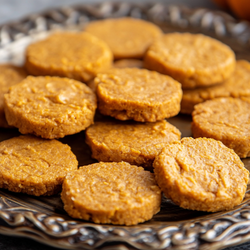 Delicious No-Bake Pumpkin Cookies on Decorative Tray