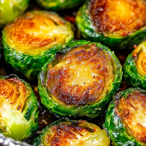 Delicious Roasted Brussels Sprouts in Foil Tray