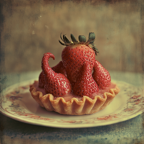 Delicious Strawberry Tart with Cute Strawberry Sculpture