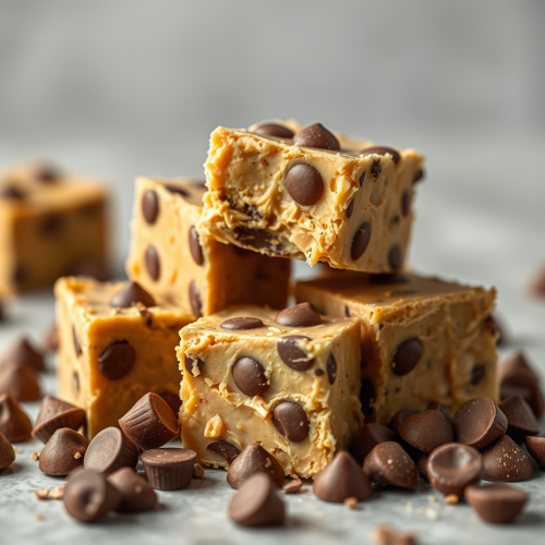 Delicious homemade peanut butter fudge with chocolate chips