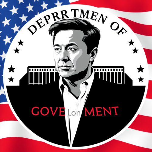 Department of Government Efficiency logo with Elon Musk.