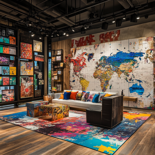 Designers, maps, cultures, quotes, studio, vibrant, global, showcasing