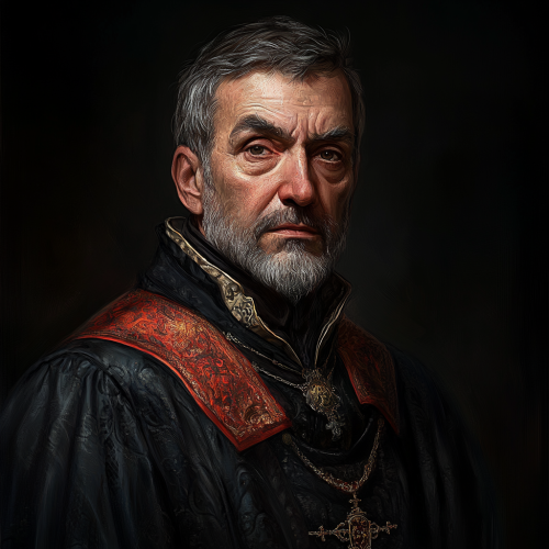 Detailed gothic portrait on black, owner of wealthy tavern. Detailed gothic portrait on black, owner of wealthy tavern.
