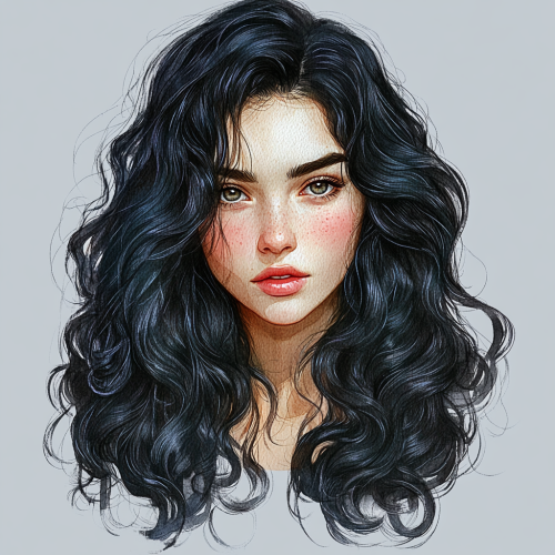 Detailed watercolor clipart of beautiful girl with pimple