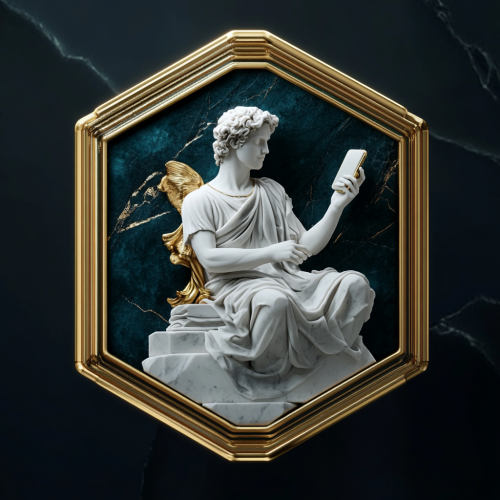Digital Achievement Badge with Greek Statue